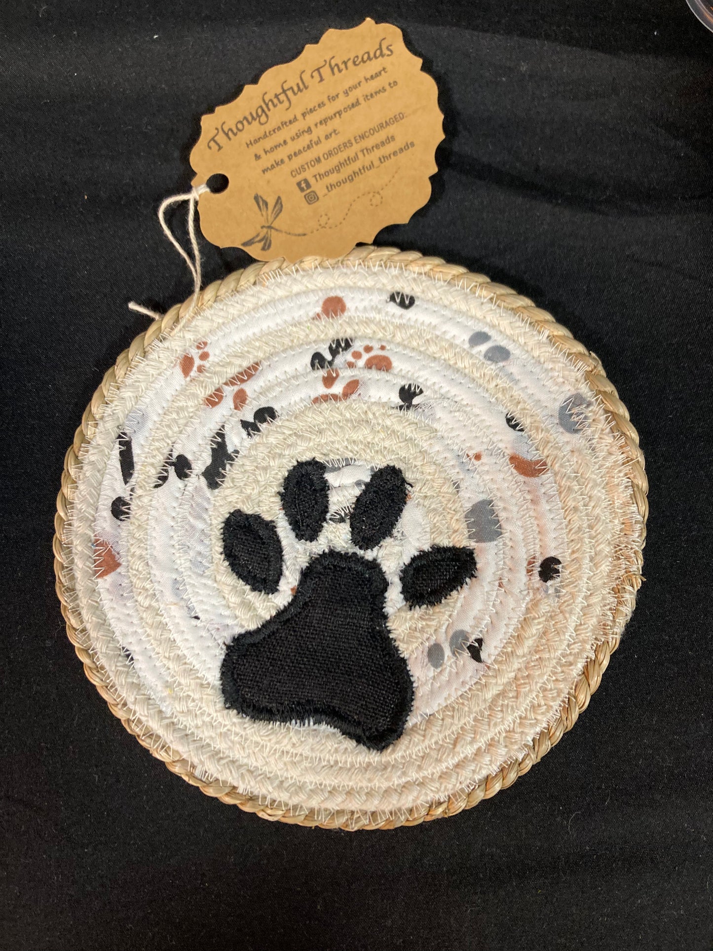 Custom Handcrafted Rope Coaster - Paw Print