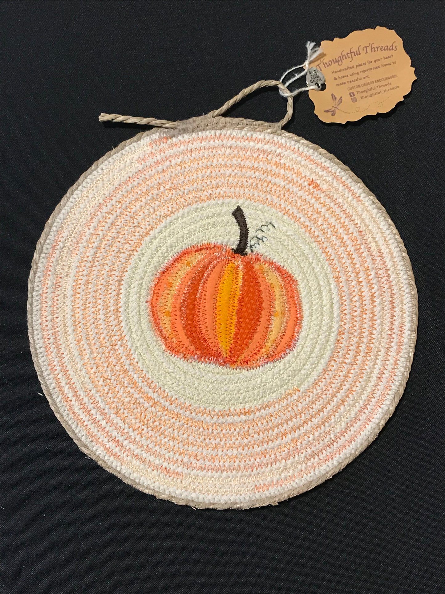 Custom Handcrafted Rope Trivet - Pumpkin