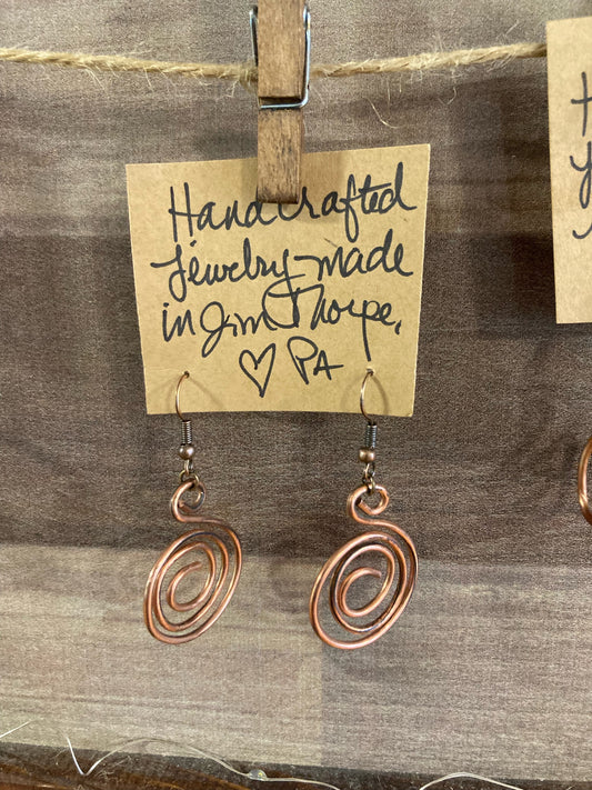Copper Earrings - Small Spiral