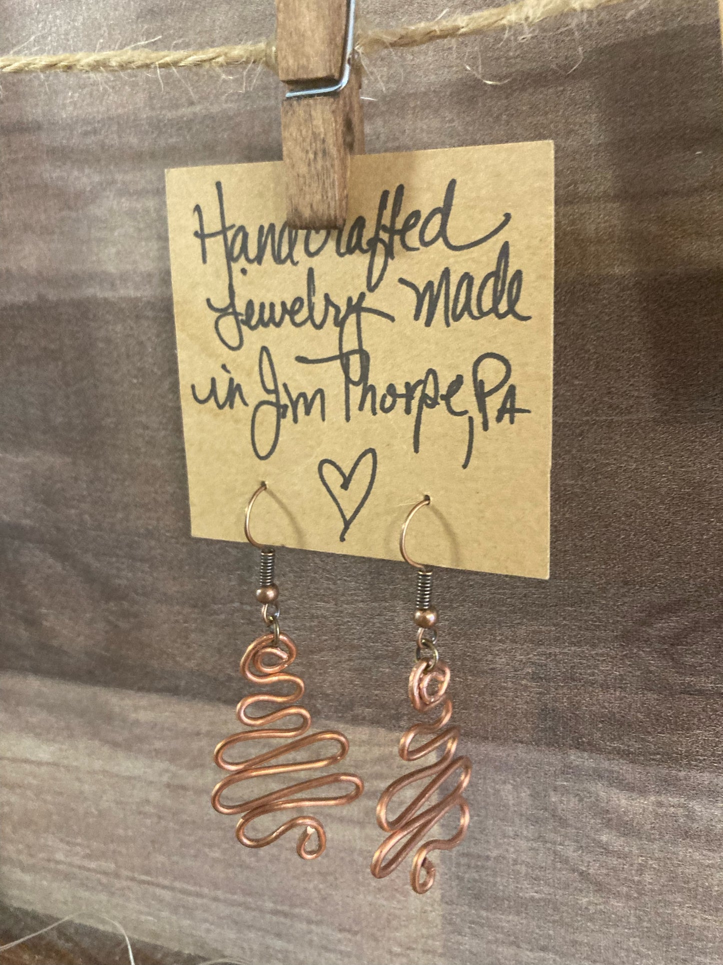 Copper Earrings - Small Tree