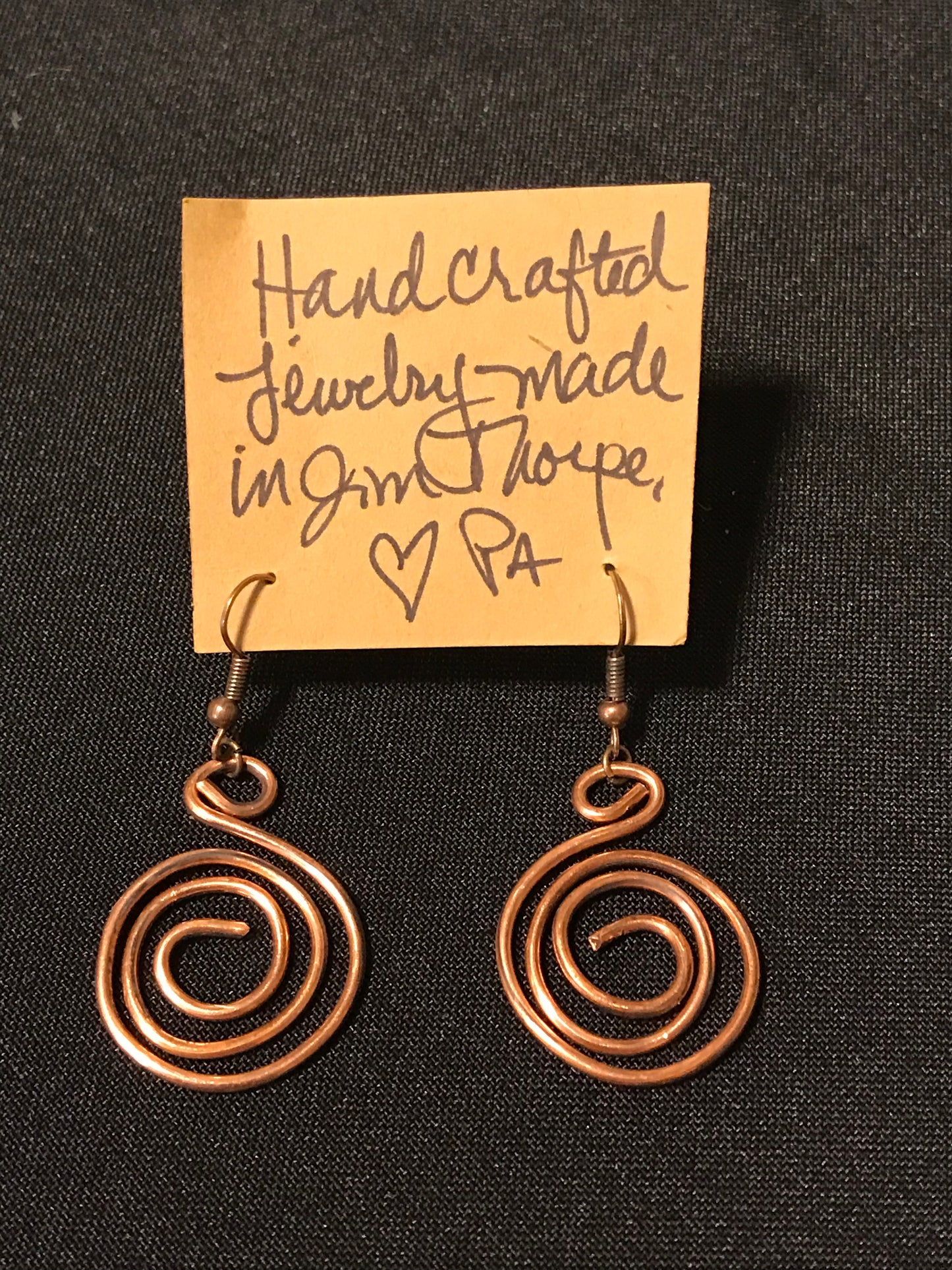 Copper Earrings - Small Spiral