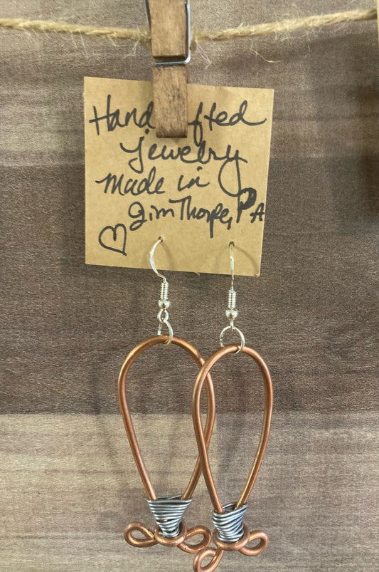 Copper Earrings - Single Loop with Aluminum Wrap