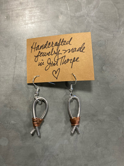 Aluminum Earrings - Single Loop with Copper Wrap